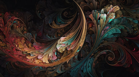 Vibrant Abstract Art on Black AI Generatedの素材