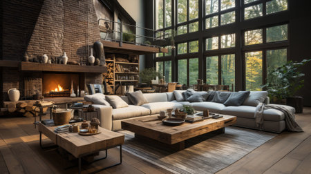 Industrial Loft with Brick Walls - AI Generatedの素材