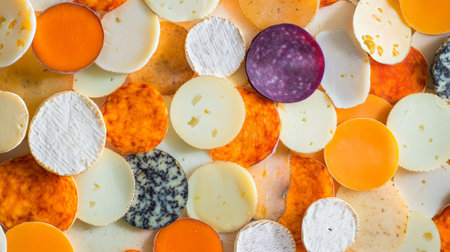 Delightful Cheese Patterns: A Colorful Mosaic AI Generatedの素材