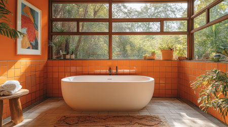 Stylish Bathroom with Colorful Ceramic Tilesの素材