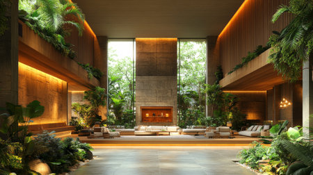 Eco-Friendly Boutique Hotel Lobby with Organic Designの素材