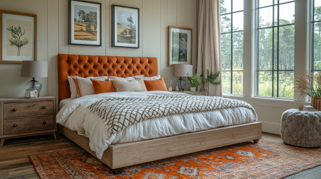 Cozy Vintage Bedroom with Platform Bedの素材