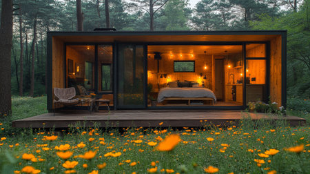 Eco-Friendly Tiny House in Serene Forestの素材