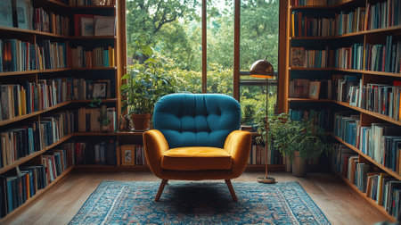 Elegant Reading Nook with Mid-Century Armchairの素材