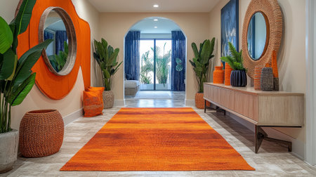 Stylish Contemporary Hallway with Mid-Century Console Tableの素材