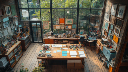 Cheerful Creative Workspace with Natural Lightの素材