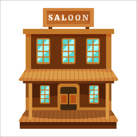 Vector illustration on a colorless background with a wooden saloonのイラスト素材