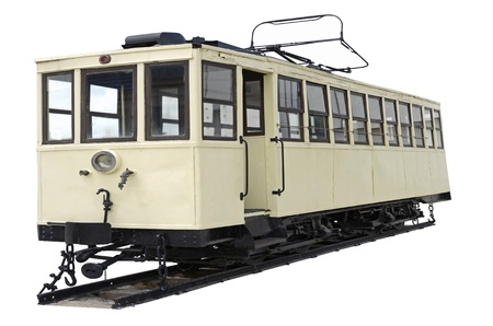 Tram car on white backgroundの写真素材
