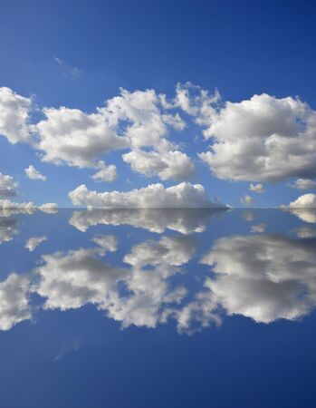 blue sky and clouds reflectionの写真素材