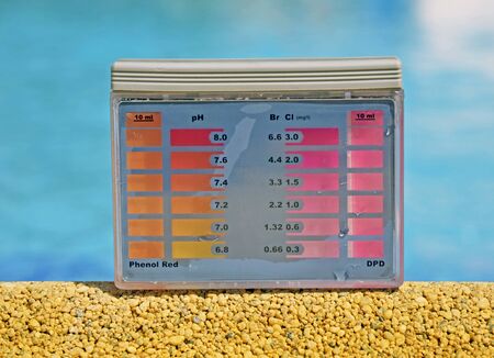 Clean water in the pool. Ph and chlorine analyzer