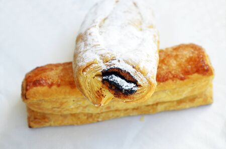 Neapolitan typical Andalusian dessert pastry filled with chocolateの写真素材