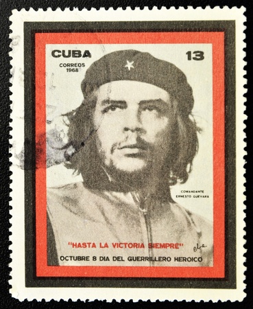 CUBA - CIRCA 1968: A stamp printed in Cuba showing the Che Guevara, Day of the Heroic Guerrilla, circa 1968 のeditorial素材