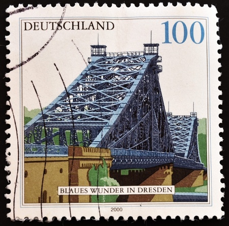 GERMANY - CIRCA 2000: A stamp printed in Germany showing the bridge of Dresden, circa 2000 の写真素材