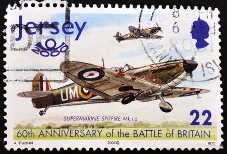 JERSEY - CIRCA 2000: A stamp printed in Jersey commemorating 60Th anniversary of the battle of Britain, circa 2000 の写真素材