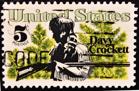 UNITED STATES - CIRCA 1967: stamp printed by United states, shows Davy Crockett and Scrub Pines, circa 1967 のeditorial素材