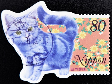 JAPAN - CIRCA 2000: A stamp printed in Japan shows a cat, circa 2000 