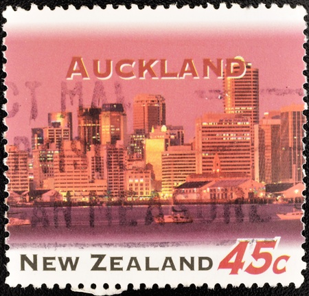 NEW ZEALAND - CIRCA 1995: A stamp printed in New Zealand shows Auckland, circa 1995の写真素材