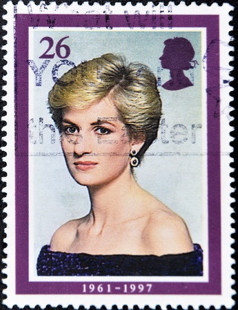 UNITED KINGDOM - CIRCA 1997: A stamp printed in the Great Britain shows Princess Diana, circa 1997 のeditorial素材