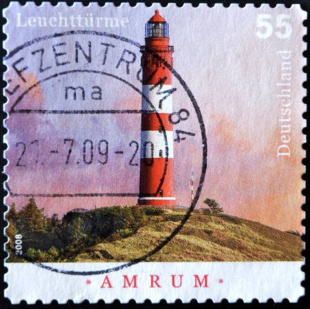 GERMANY - CIRCA 2008: A stamp printed in Germany shows Amrum lighthouse, circa 2008 の写真素材