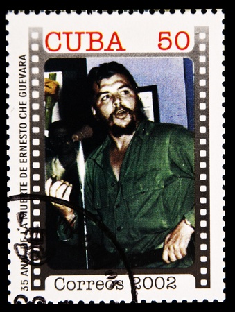 CUBA - CIRCA 2002 : Stamp printed in Cuba, anniversary of the death of Che Guevara in Bolivia, Circa 2002 のeditorial素材