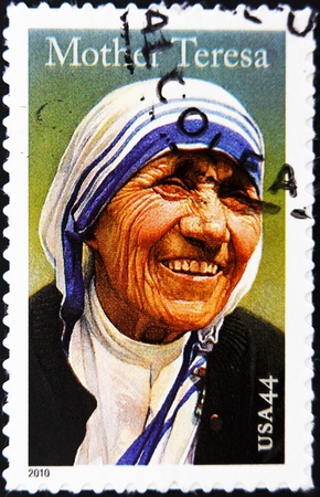 UNITED STATES OF AMERICA - CIRCA 2010: A stamp printed in USA shows mother Teresa, circa 2010 のeditorial素材