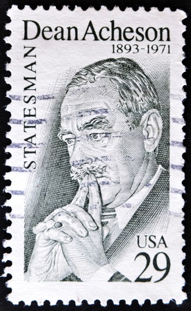 UNITED STATES OF AMERICA - CIRCA 1993: A stamp printed in USA shows Dean Acheson was U.S. secretary...