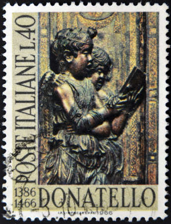 ITALY - CIRCA 1966: A stamp printed in Italy dedicated to Donatello, circa 1966の写真素材