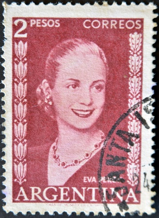 ARGENTINA - CIRCA 1948 : A stamp printed in Argentina shows Eva Peron, circa 1948 のeditorial素材
