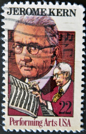 UNITED STATES - CIRCA 1985: a stamp printed in USA shows Jerome Kern, circa 1985 のeditorial素材