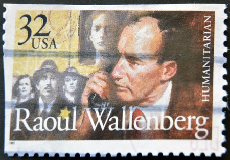 USA - CIRCA 1997 : stamp printed in USA show Swedish humanitarian Raoul Wallenberg, circa 1997 のeditorial素材