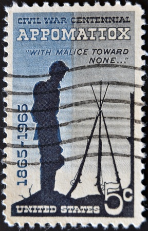 UNITED STATES - CIRCA 1961: stamp printed by United states, shows Battle of the Wilderness, Appomattox, circa 1961 の写真素材
