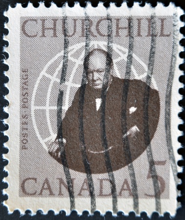 CANADA - CIRCA 1965: stamp printed in Canada shows Winston Churchill, circa 1965 のeditorial素材