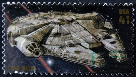 UNITED STATES - CIRCA 2007: stamp printed in USA shows Star Wars, Millennium Falcon, circa 2007 