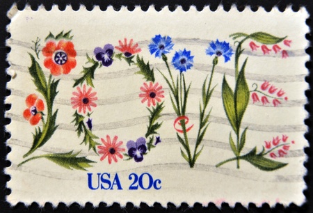 UNITED STATES - CIRCA 1982: A stamp printed in USA shows International Peace Garden, circa 1982. の写真素材