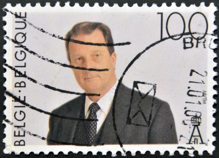 BELGIUM - CIRCA 1996: A stamp printed in Belgium shows King Albert II of Belgium, circa 1996のeditorial素材