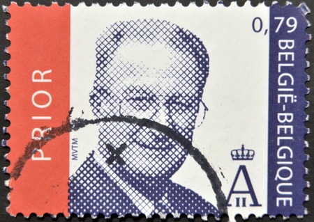 BELGIUM - CIRCA 2005: A stamp printed in Belgium shows King Albert II of Belgium, circa 2005 のeditorial素材