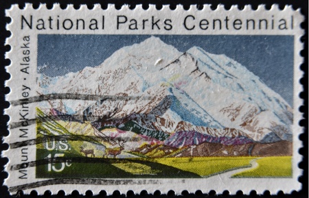 UNITED STATES - CIRCA 1972: stamp printed in USA shows mountain McKinley Alaska, circa 1972 