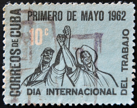 CUBA - CIRCA 1962: A stamp printed in Cuba dedicated to Labor Day, circa 1962 の写真素材
