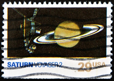 UNITED STATES OF AMERICA - CIRCA 1991: A stamp printed in USA shows saturn voyager 2, circa 1991 