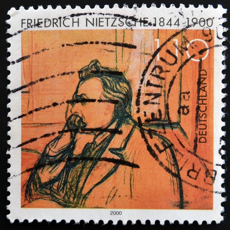 GERMANY - CIRCA 2000: A stamp printed in Germany shows Friedrich Nietzsche, circa 2000のeditorial素材