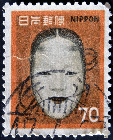 JAPAN - CIRCA 1961: A post stamp printed in Japan shows No-mask of Zoami (Muromachi period), circa 1961 のeditorial素材