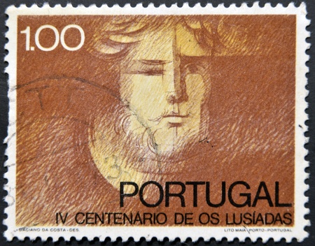 PORTUGAL - CIRCA 1972: A stamp printed in Portugal dedicated to IV centenary of The Lusiads, circa 1972 のeditorial素材