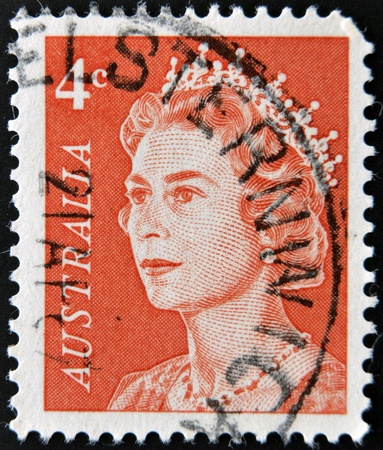 AUSTRALIA - CIRCA 1982: A stamp printed in Australia shows Queen Elizabeth II, circa 1982 のeditorial素材