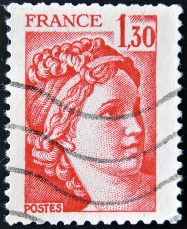FRANCE - CIRCA 1978  stamp printed by France, shows The Sabine Women  detail  by Jacques-Louis David, circa 1978 のeditorial素材