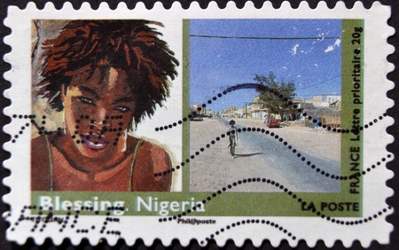 FRANCE - CIRCA 2009  A stamp printed in France shows Blessing - Nigeria, circa 2009 のeditorial素材