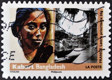 FRANCE - CIRCA 2009  A stamp printed in France shows Kabari - Bangladesh, circa 2009 のeditorial素材