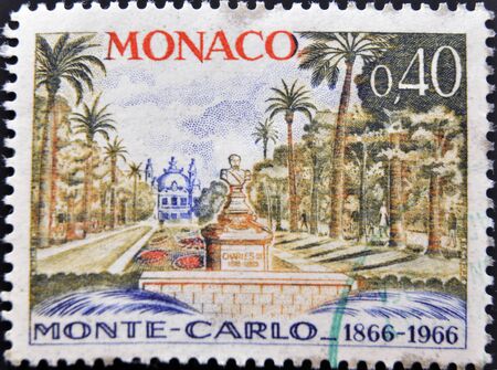 MONACO - CIRCA 1966  A stamp printed in Monaco dedicated to Monte Carlo, circa 1966のeditorial素材