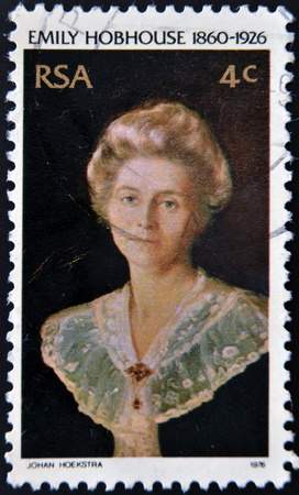 SOUTH AFRICAN - CIRCA 1976  A stamp printed in RSA shows Emily Hobhouse, circa 1976のeditorial素材