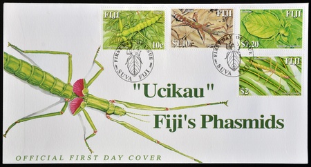 FIJI - CIRCA 2006: A postcard printed in Fiji dedicated to fijiÂ´s phasmids, circa 2006 