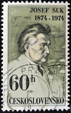 CZECHOSLOVAKIA - CIRCA 1974  A stamp printed in Czechoslovakia, shows composer Josef Suk, circa 1974 のeditorial素材